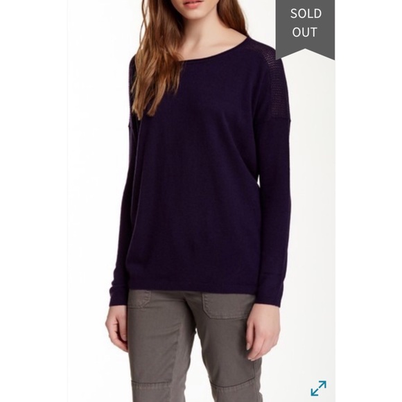 Vince Perforated Cashmere Sweater in Grape - Picture 1 of 8